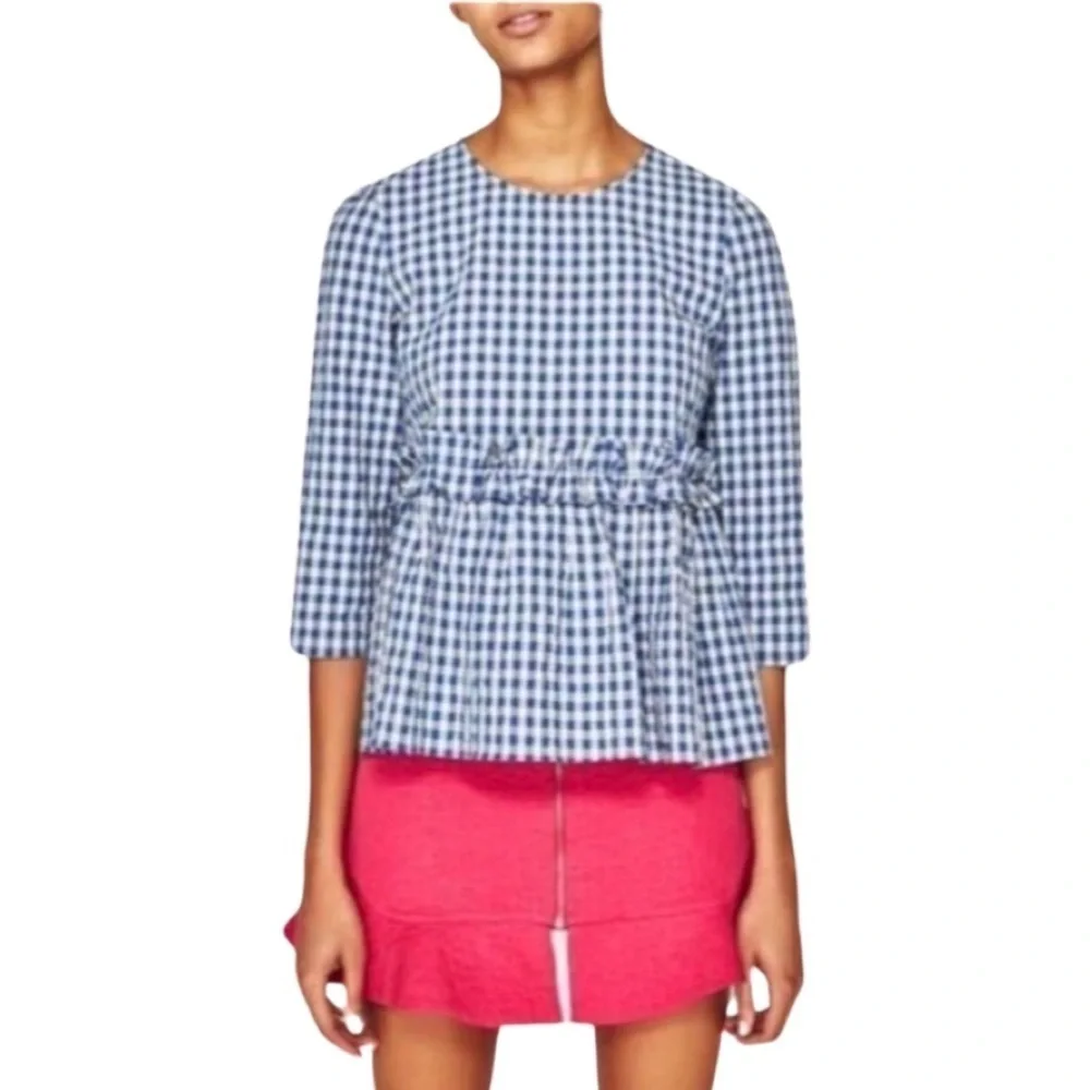 ZARA Gingham Ruffle Top - Picture 1 of 8
